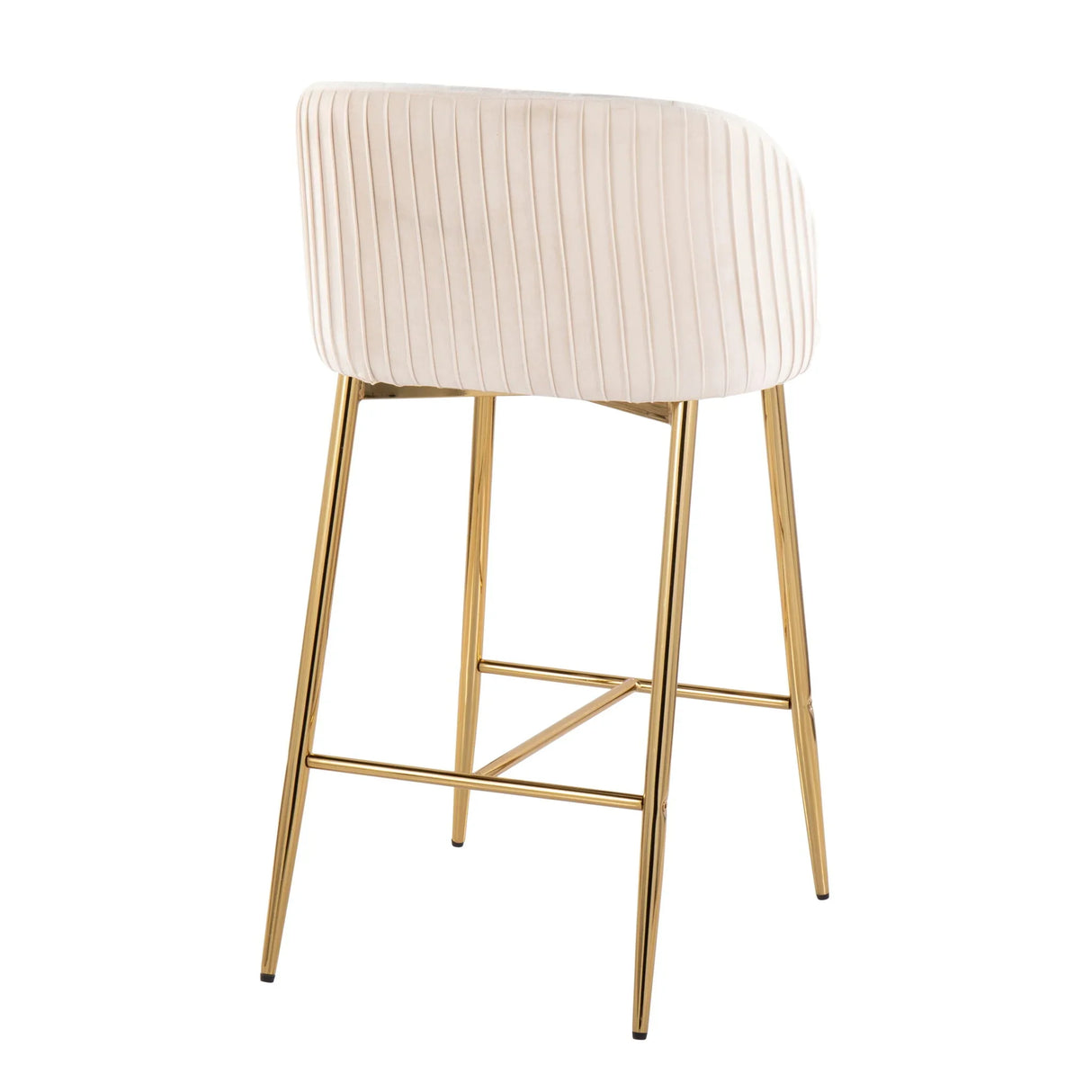 Fran - Pleated Contemporary / Glam Fixed Height Counter Stool (Set of 2) - Furniture Home Direct