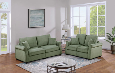 2 PC Living Room Set Including Sofa and love Seat With Pillows -Sage Green - Furniture Home Direct