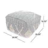 Diamond - Handcrafted Faux Yarn Pouf - Ivory / Gray - Furniture Home Direct