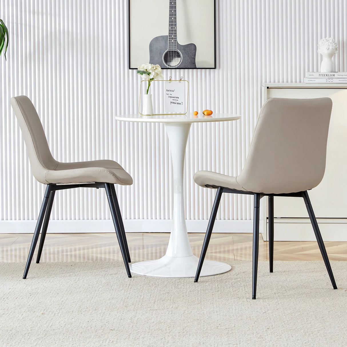 Dining Chairs Faux Leather Set Of 6 Modern Light Gray - Furniture Home Direct