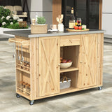 Outdoor Kitchen Island With Stainless Steel Top, Ample Storage Space, Towel And Spice Racks And A Bottle Opener - Furniture Home Direct