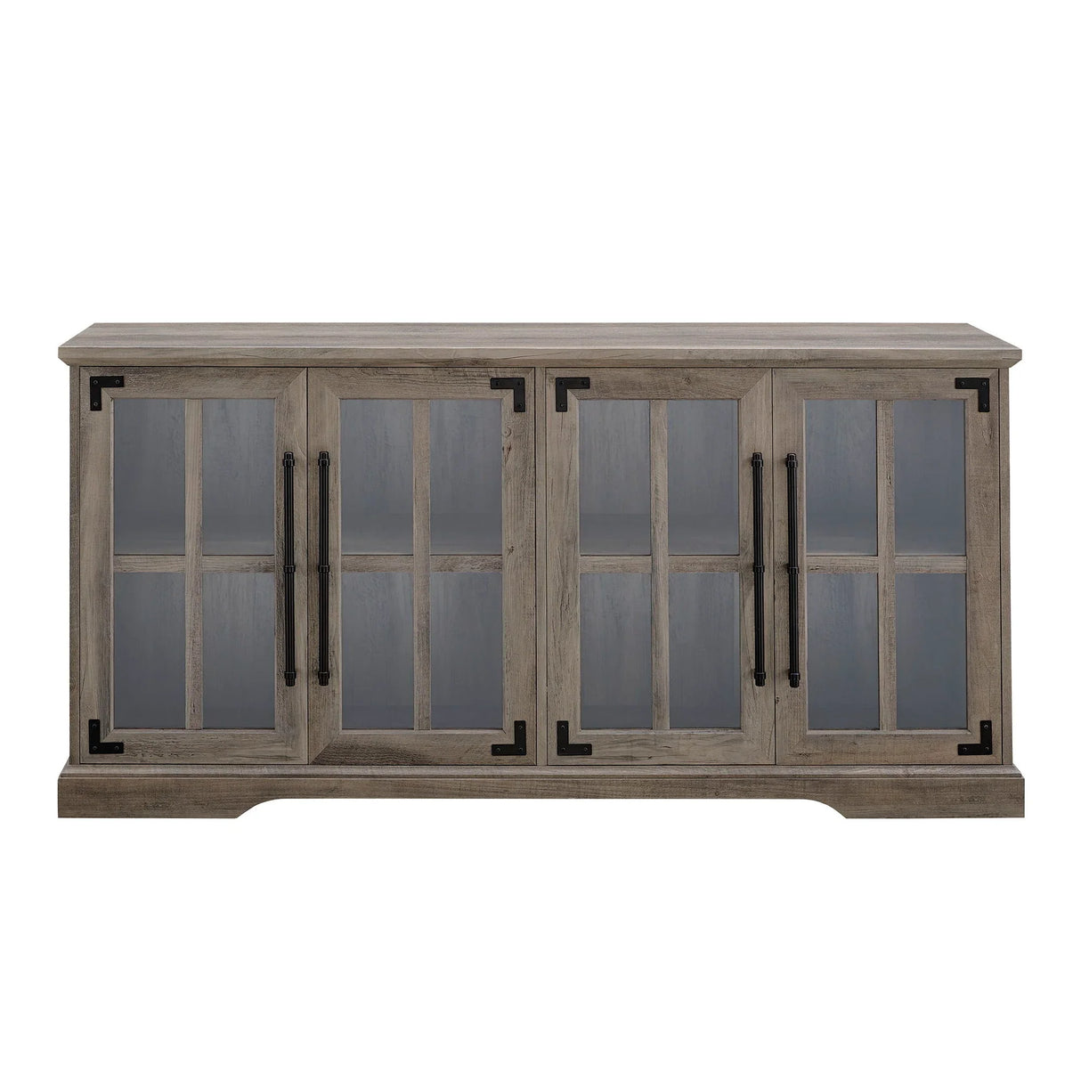 Modern Farmhouse Two Tone Windowpane Glass Door TV Stand For TVs Up To 65" - Furniture Home Direct