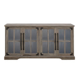 Modern Farmhouse Two Tone Windowpane Glass Door TV Stand For TVs Up To 65" - Furniture Home Direct