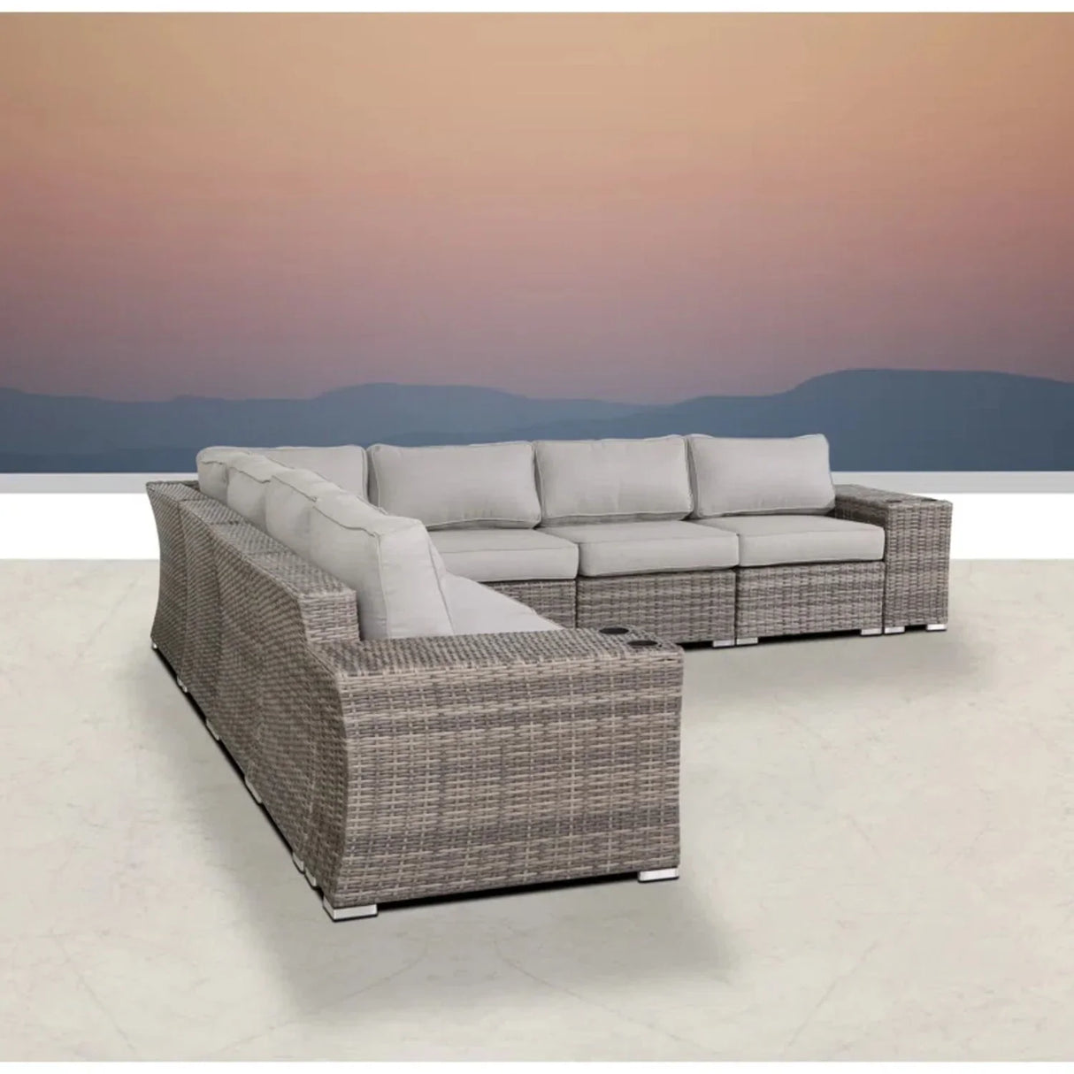 Rattan Sectional Sofa Set With Cushions - Furniture Home Direct