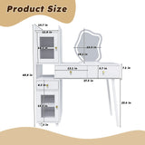 Vanity Dressing Table With LED Mirror & Storage Makeup Desk With 3 Drawers, 2 Open Shelves & 4 Hidden Cabinets - White - Furniture Home Direct