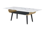 Landon - Coffee Table With Glass Marble Texture Top And Bent Wood Design - Furniture Home Direct