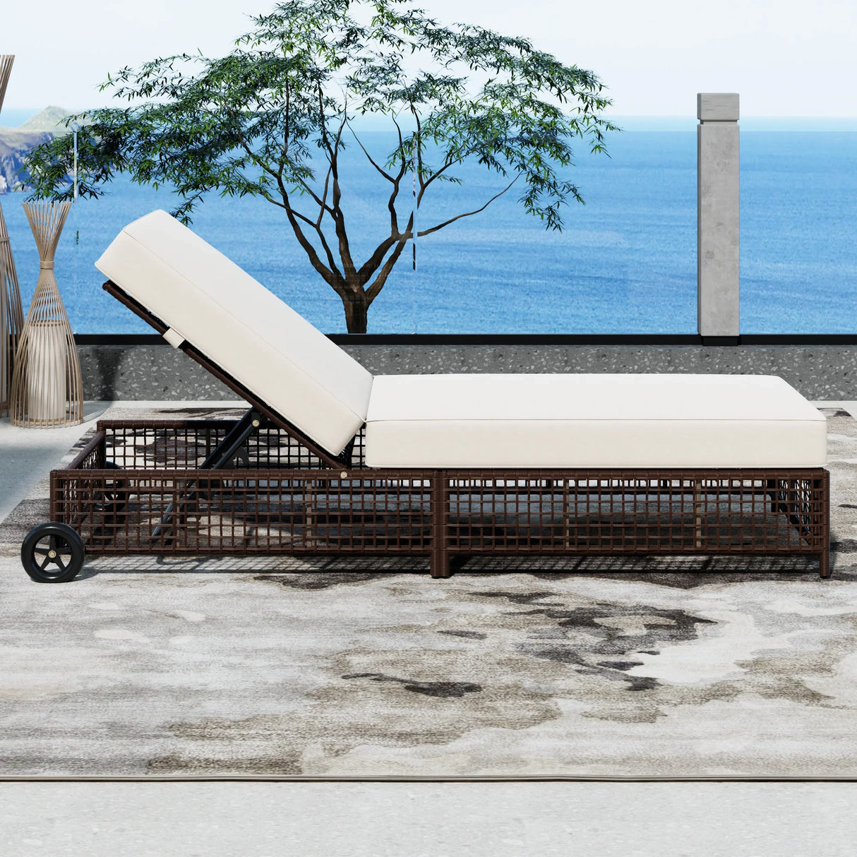 Outdoor Lounge Chair - Beige - Furniture Home Direct