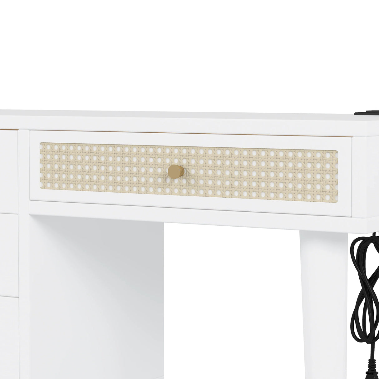 Vanity Desk Bohemian Retro Wood Makeup Station White - Furniture Home Direct