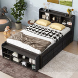 Bed With Bookcase Headboard, Under Bed Storage Drawers And Bed End Storage Case - Furniture Home Direct