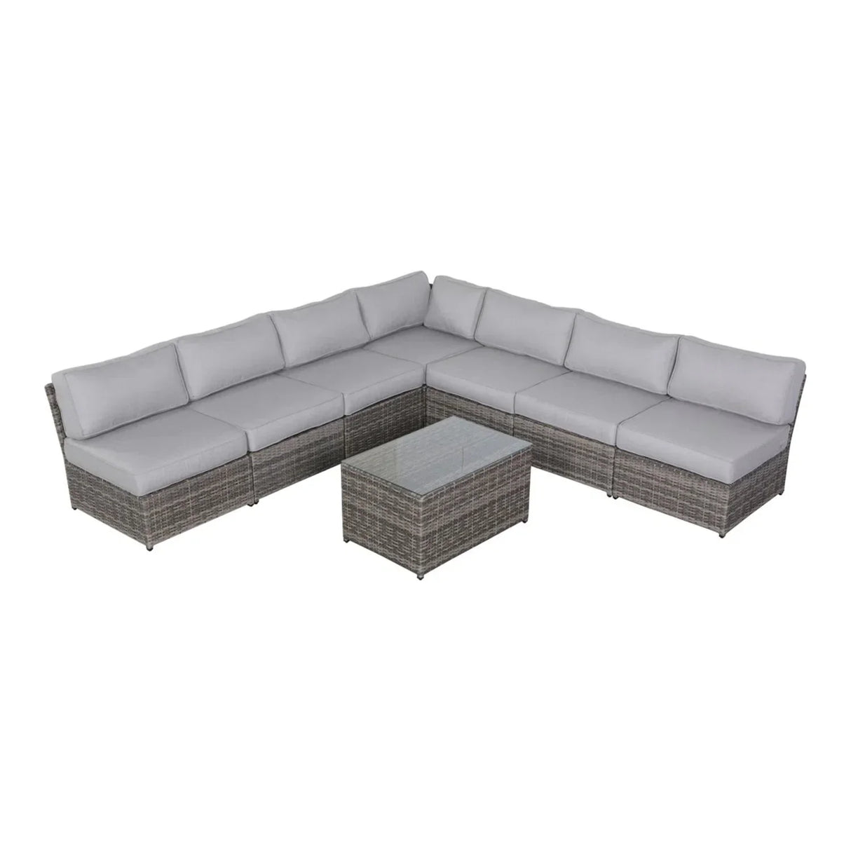 Comfortable Modern Patio Rattan Sectional Set With Cushions - Furniture Home Direct