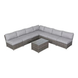 Comfortable Modern Patio Rattan Sectional Set With Cushions - Furniture Home Direct