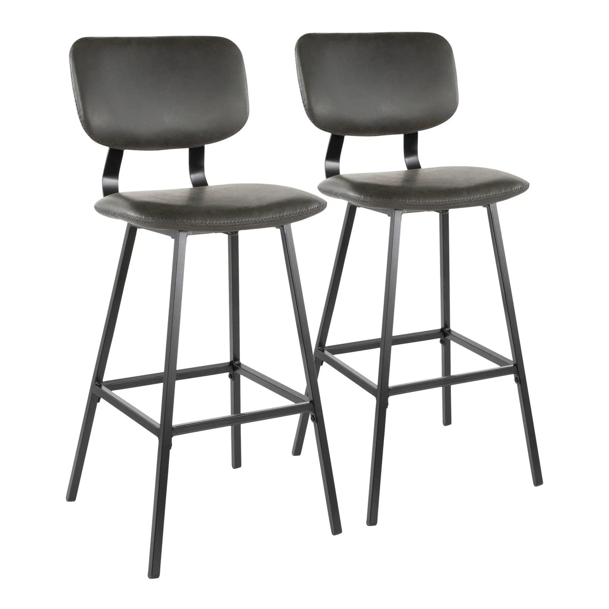 Foundry - Contemporary Barstool Zig Zag Stitching (Set of 2) - Black / Gray - Furniture Home Direct