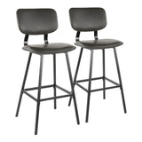 Foundry - Contemporary Barstool Zig Zag Stitching (Set of 2) - Black / Gray - Furniture Home Direct