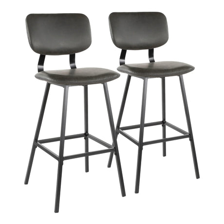 Foundry - Contemporary Barstool Zig Zag Stitching (Set of 2) - Black / Gray - Furniture Home Direct