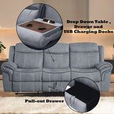 Zubaida - Two Tone Velvet Recliner Sofa With USB Port Drop Down Table - Furniture Home Direct