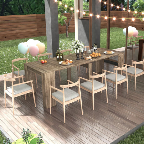 Outdoor Extendable Dining Table Wooden Rustic Brown - Furniture Home Direct