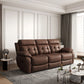 Genuine Leather Non Power Reclining Sofa With Drop Down Table, Stainless Steel Cupholders And Magazine Bag - Furniture Home Direct