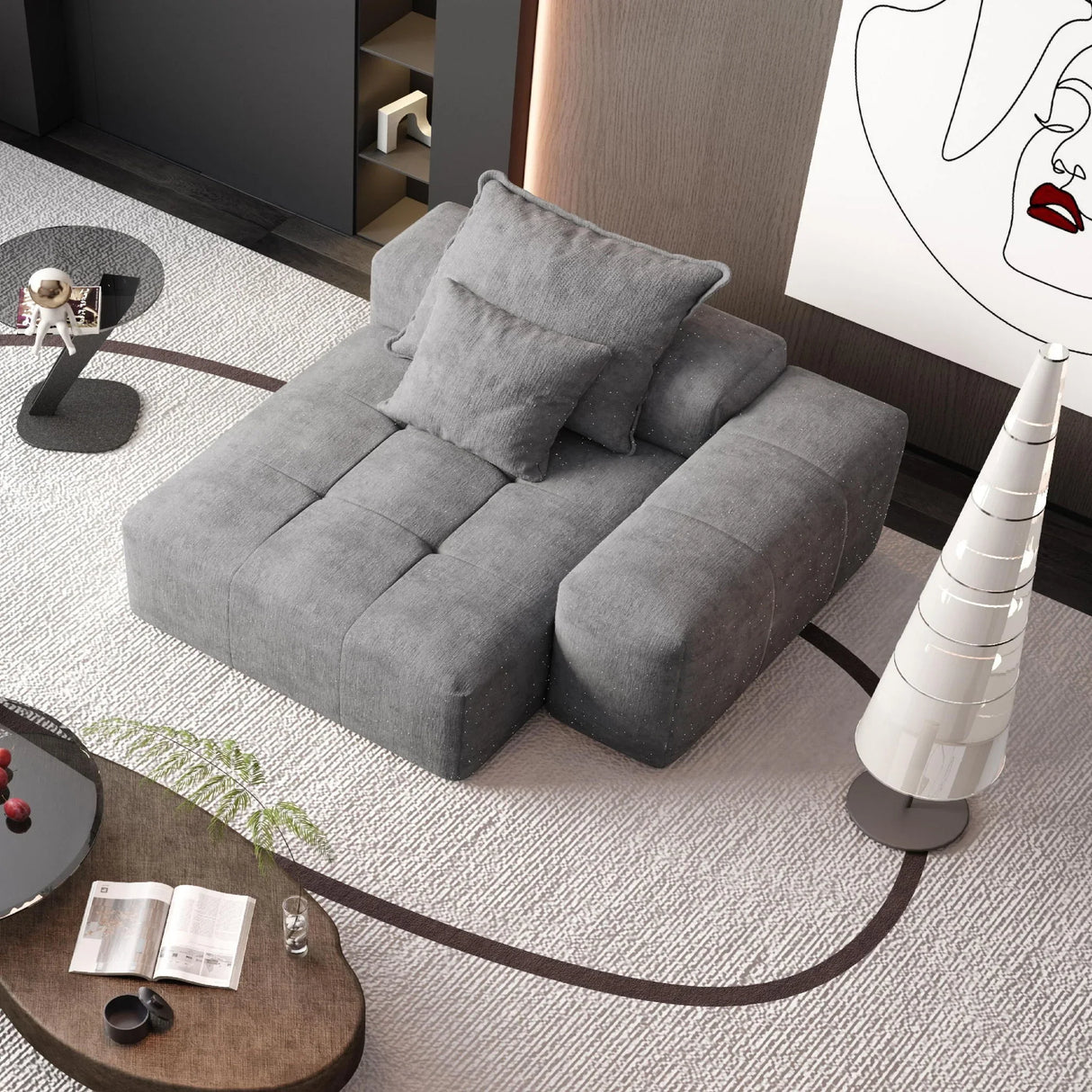 Modern Oversized Modular Sectional Sofa, Sparkling Chenille Fabric Soft Cushion Sofa With 2 Pillows - Furniture Home Direct