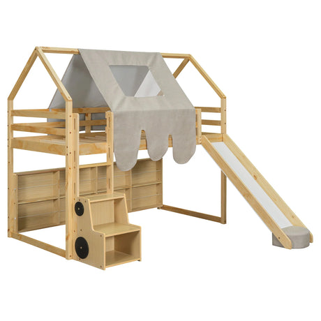 Loft Bed With House Shaped Frame And Tent - Furniture Home Direct