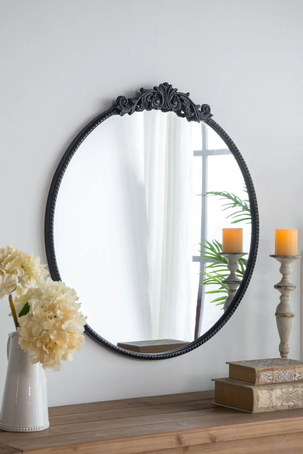 Classic Design Mirror With Baroque Inspired Frame For Bathroom, Entryway Console Lean Against Wall - Furniture Home Direct