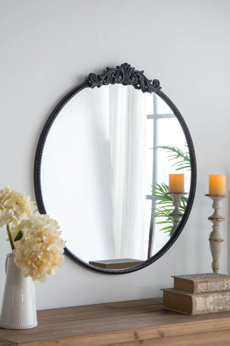 Classic Design Mirror With Baroque Inspired Frame For Bathroom, Entryway Console Lean Against Wall - Furniture Home Direct