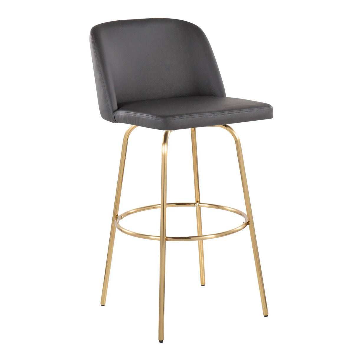 Toriano - Contemporary Fixed Height Barstool With Swivel And Round Footrest (Set of 2) - Furniture Home Direct