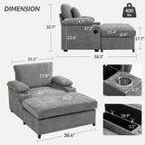 Chenille Fabric Sofa Bed With Cupholders And USB Charging Ports Chair For Living Room - Furniture Home Direct