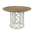 Round Wooden Dining Table With Ornate Cut Out Base - Brown / Antique White - Furniture Home Direct