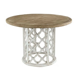 Round Wooden Dining Table With Ornate Cut Out Base - Brown / Antique White - Furniture Home Direct