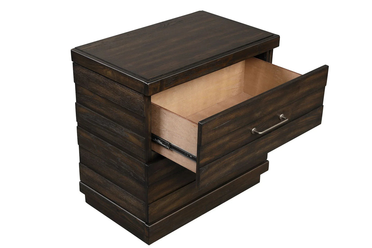 Industrial Farmhouse Designed 2 Drawer Nightstand - Brown - Furniture Home Direct