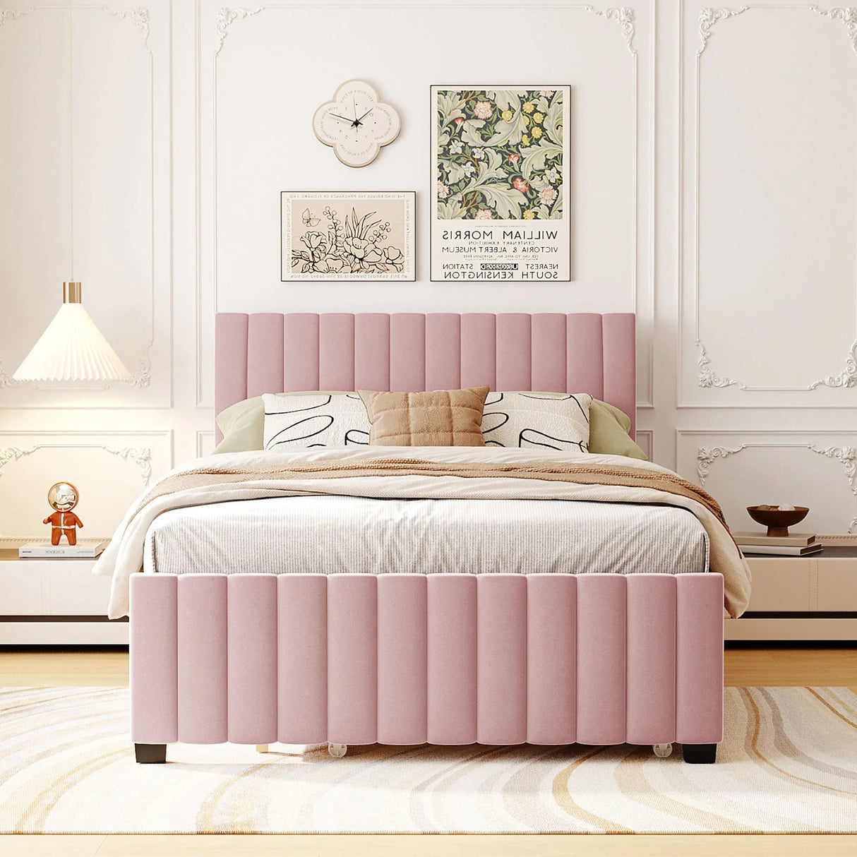 Elegant Upholstered Platform Bed With Twin Size Trundle - Furniture Home Direct