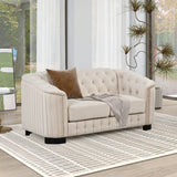 Modern 3-Piece Velvet Upholstered Living Room Set Including Sofa, Love Seat and Chair, Beige - Furniture Home Direct