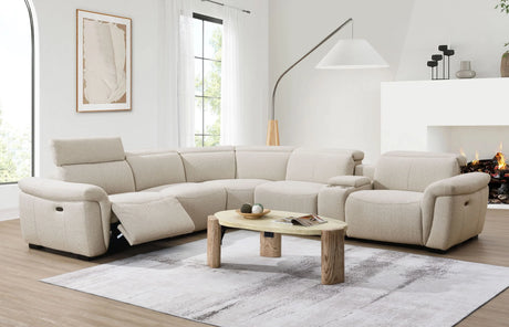 Sectional Sofa Boucle Power Reclining With Cupholder Beige - Furniture Home Direct