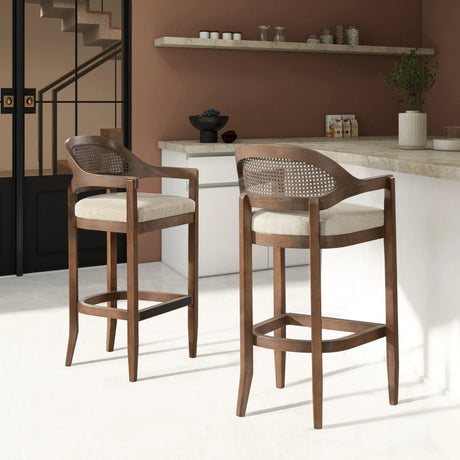 Americana - Mid-Century Modern Cane Back Counter Stool - Furniture Home Direct