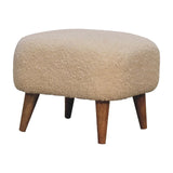 Boucle Square Footstool - Cream - Furniture Home Direct