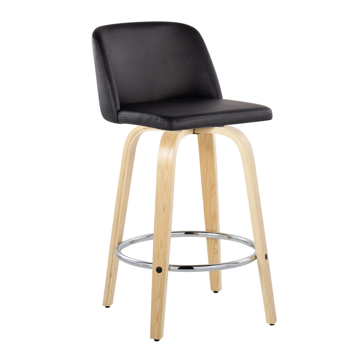 Toriano - Contemporary Fixed-Height Counter Stool With Swivel And Round Footrest (Set of 2) - Furniture Home Direct