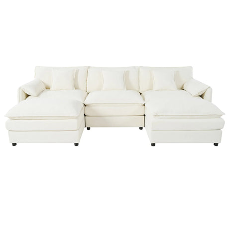 Modern Comfy Deep Seat Modular Sectional Sofa Cloud Couch With Ottoman - Furniture Home Direct