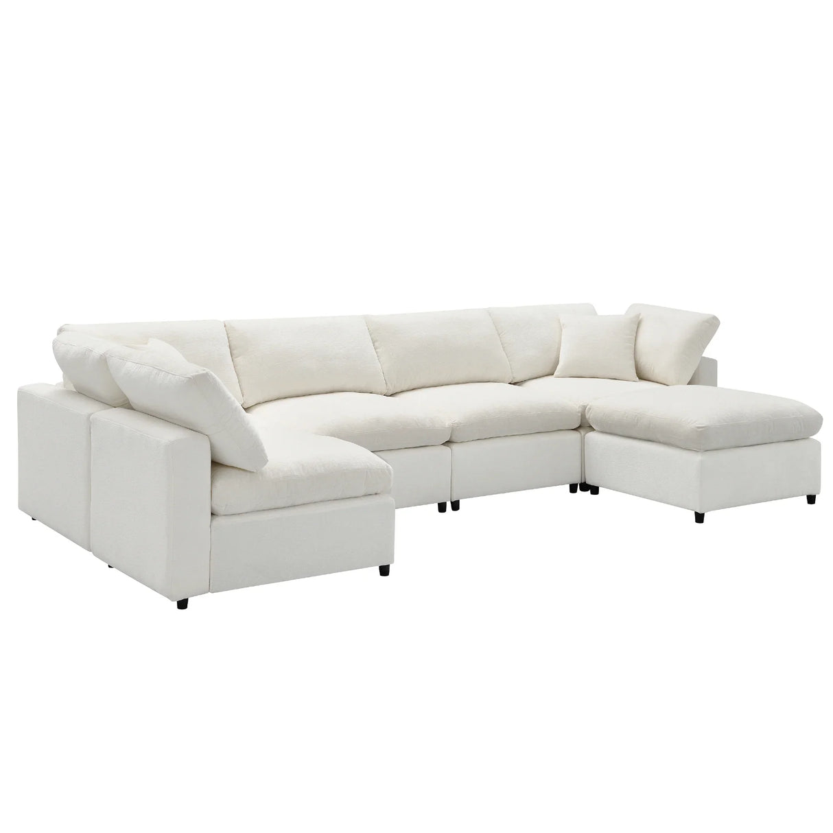 Modular Sectional Sofa With L Shaped Spacious Layout Beige - Furniture Home Direct