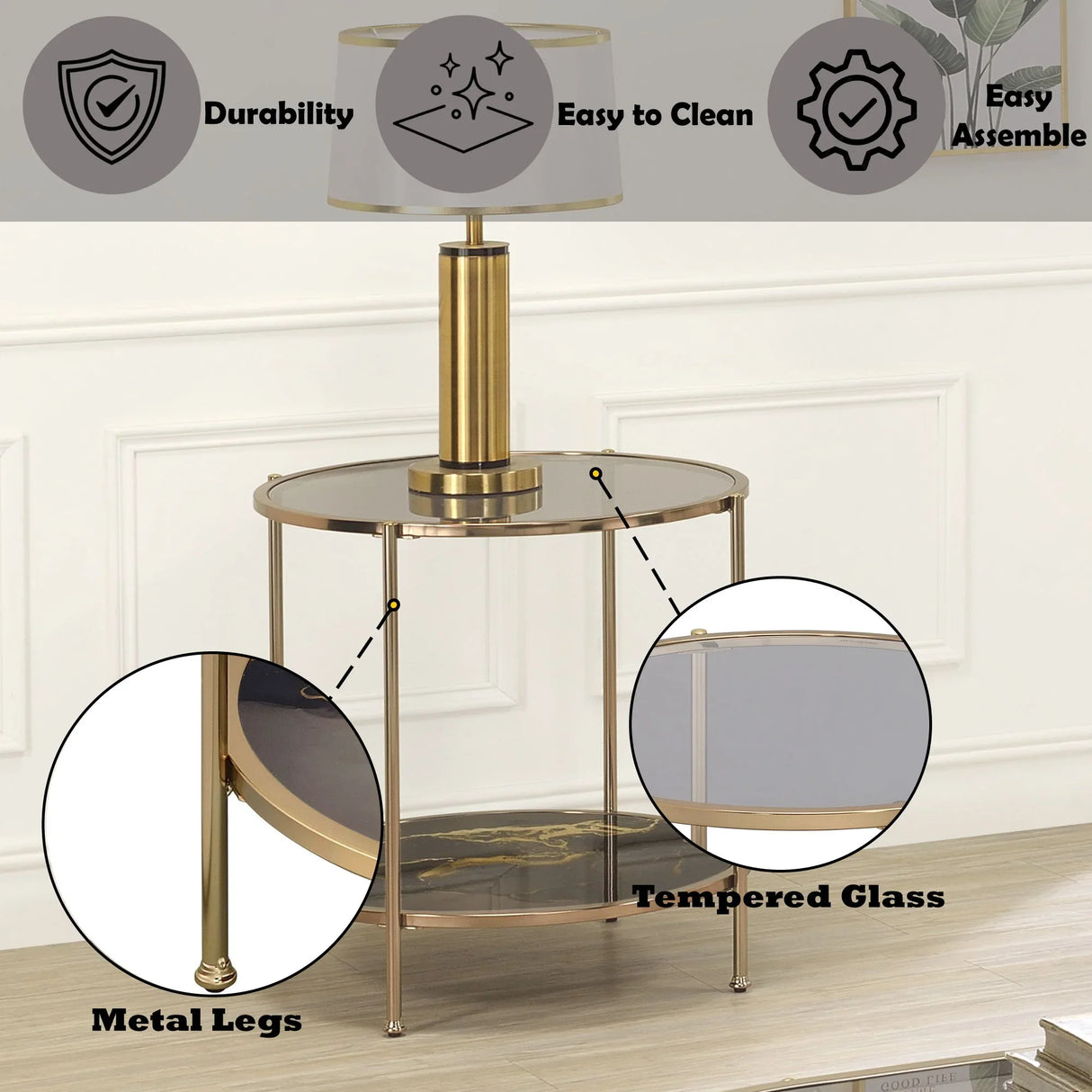 Fiorella - Marble Print Glass Table - Furniture Home Direct
