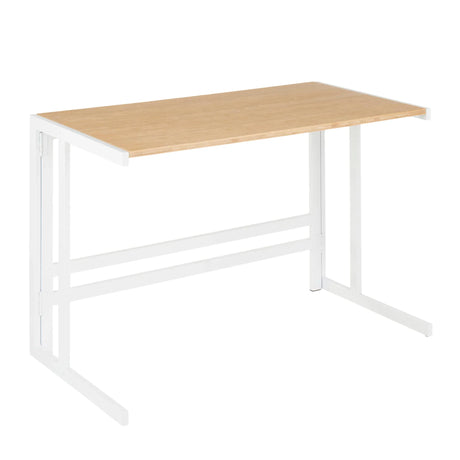 Roman - Industrial Office Desk - White / Natural - Furniture Home Direct