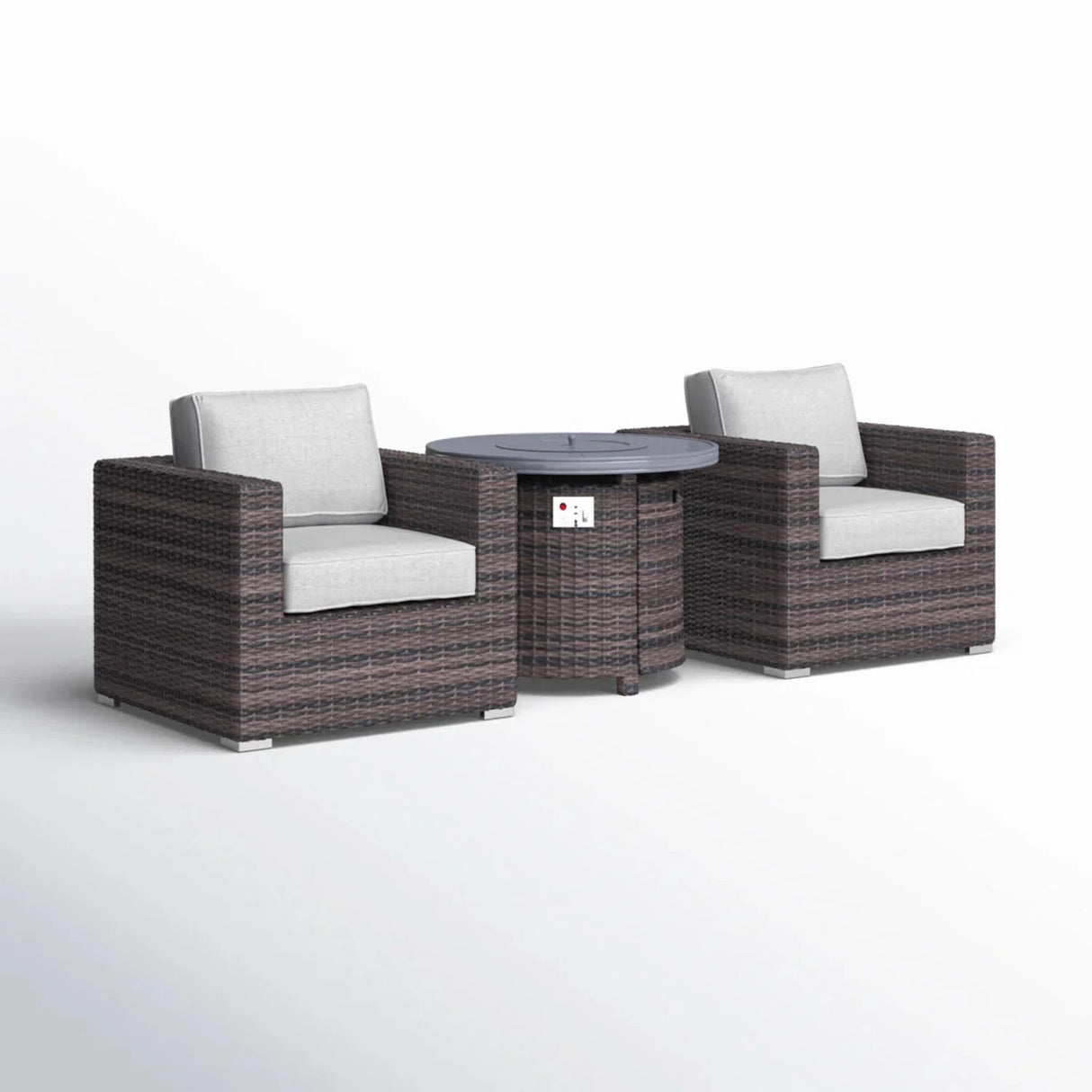 Rattan Patio Set With Comfortable Cushions And Fire Pit - Furniture Home Direct