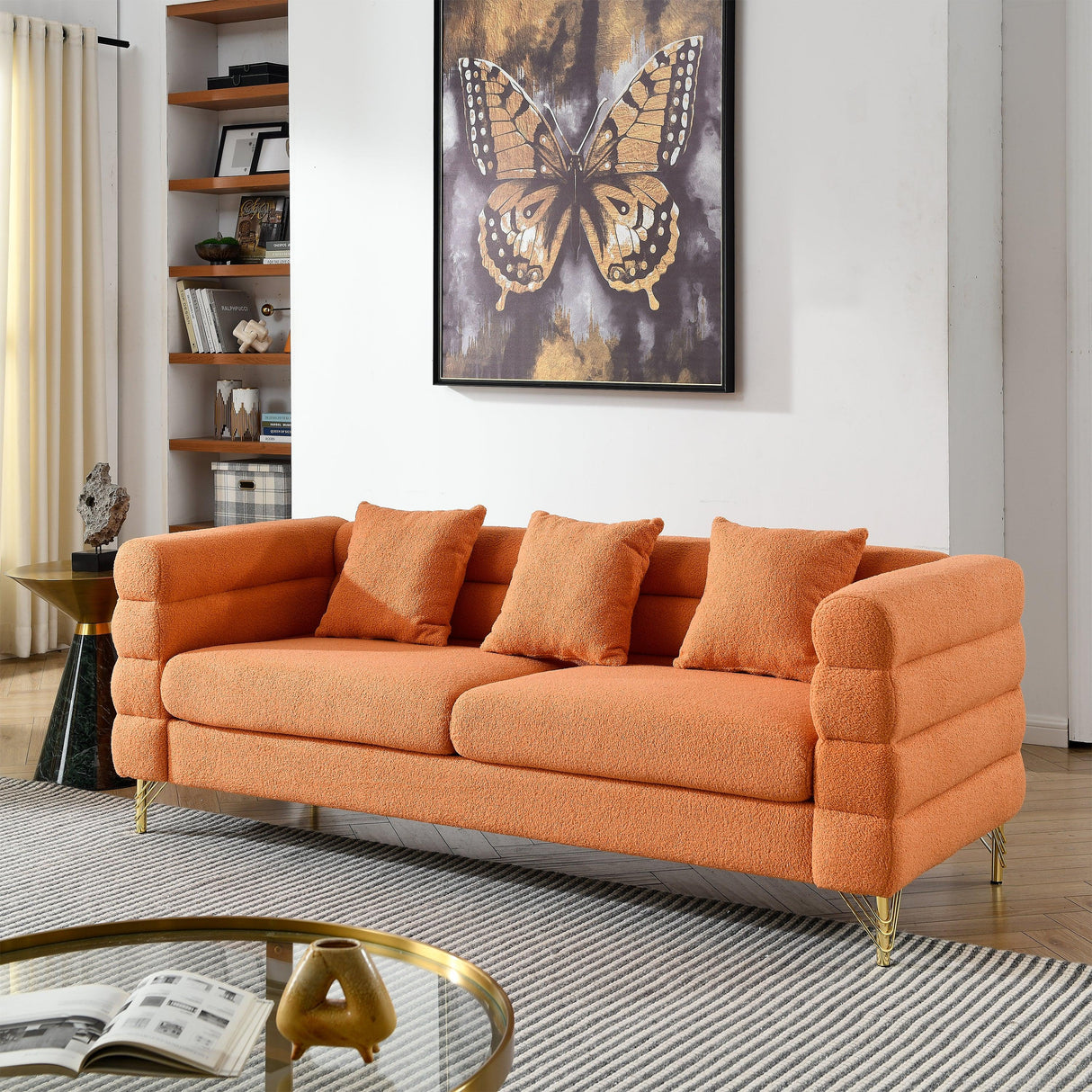 2 PC Living Room Set ( 2 Sofas) - Orange - Furniture Home Direct