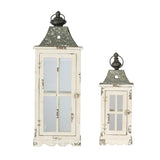 Wooden Candle Lantern Decorative, Hurricane Lantern Holder Decor For Indoor Outdoor, Home Garden - Ivory - Furniture Home Direct