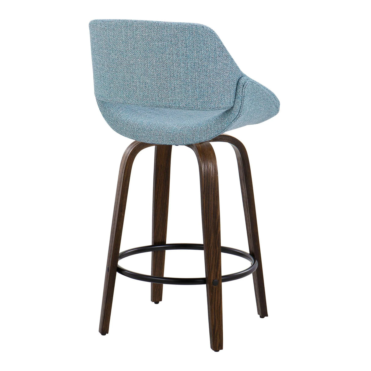 Fabrico - Mid Century Modern Fixed Height Counter Stool & Round Footrest (Set of 2) - Furniture Home Direct