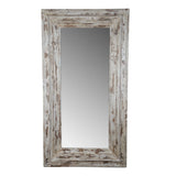 Full Length Rectangle Floor Mirror With Distressed Wood Frame - Brown - Furniture Home Direct