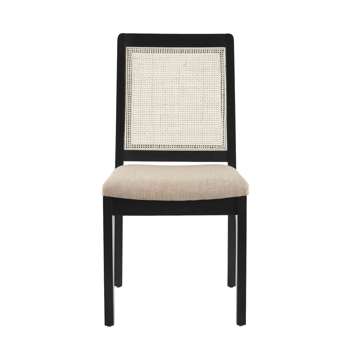 Modern Solid Wood Dining Chair With Rattan Inset Back (Set of 2) - Furniture Home Direct