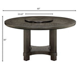 Dining Set Round Table Upholstered Chairs Seats Six Brown - Furniture Home Direct