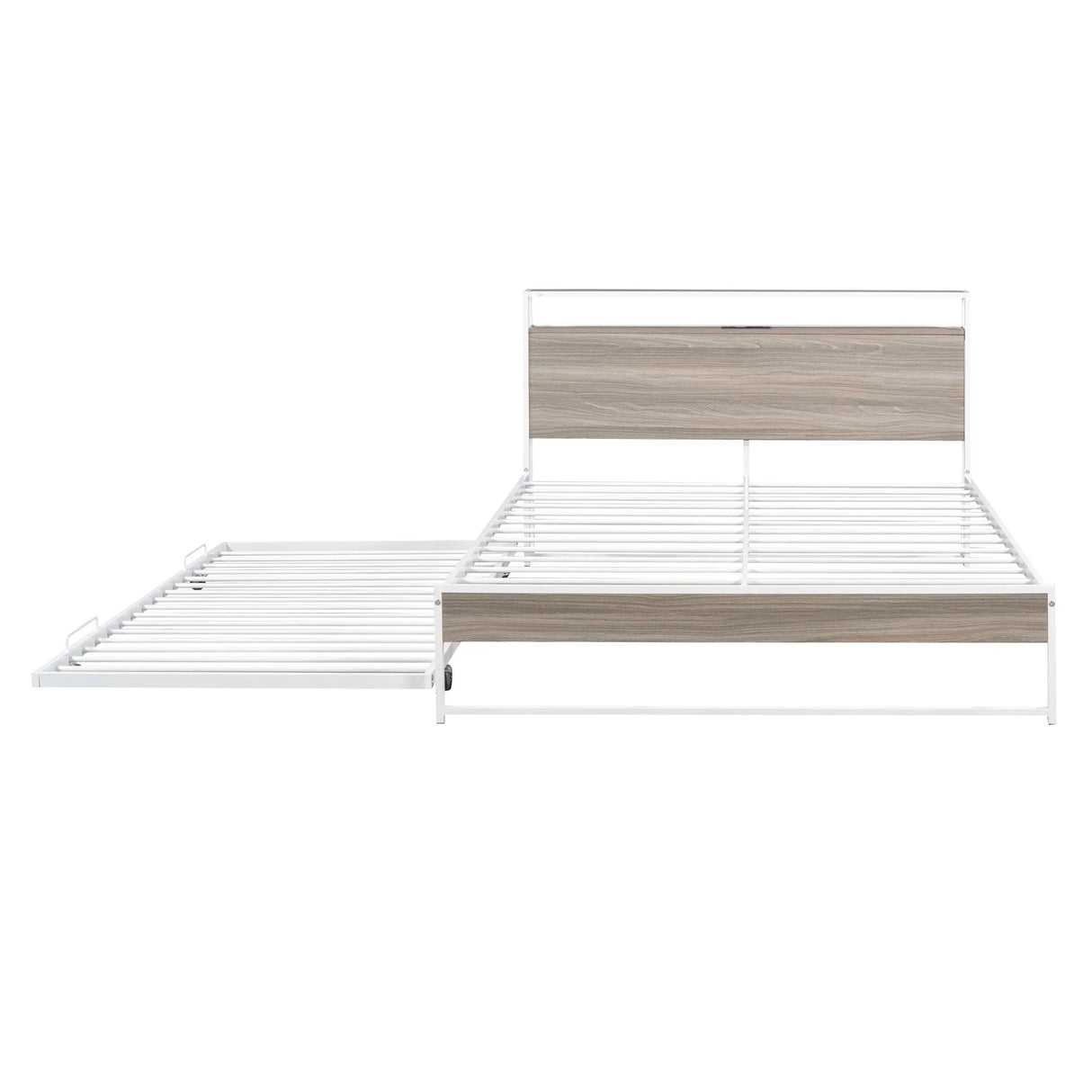 Platform Bed Frame With Trundle, USB Ports And Slat Support, No Box Spring Needed - Furniture Home Direct