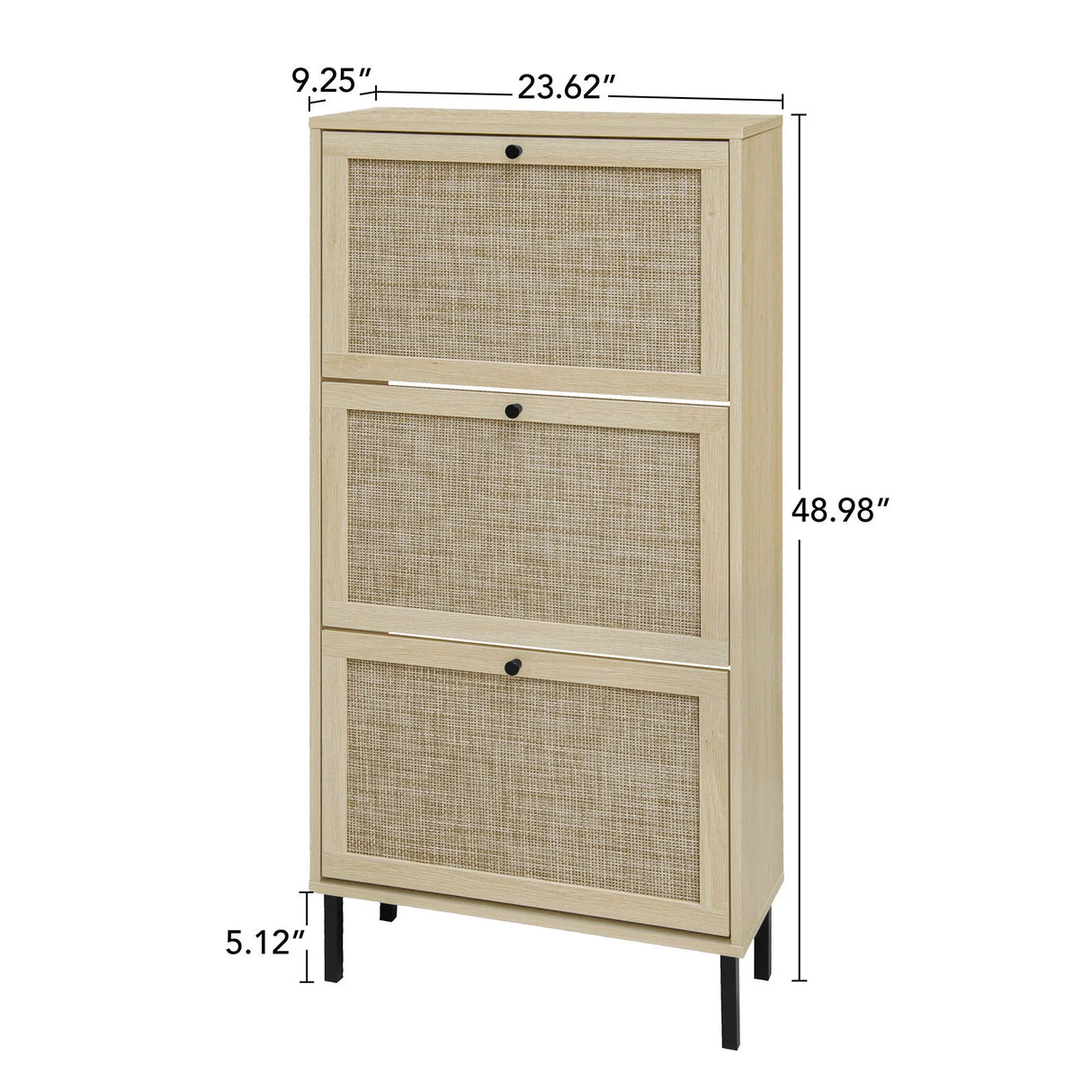 Modern Rattan 3 Door Shoe Rack Cabinet For Entryway - Furniture Home Direct