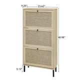 Modern Rattan 3 Door Shoe Rack Cabinet For Entryway - Furniture Home Direct